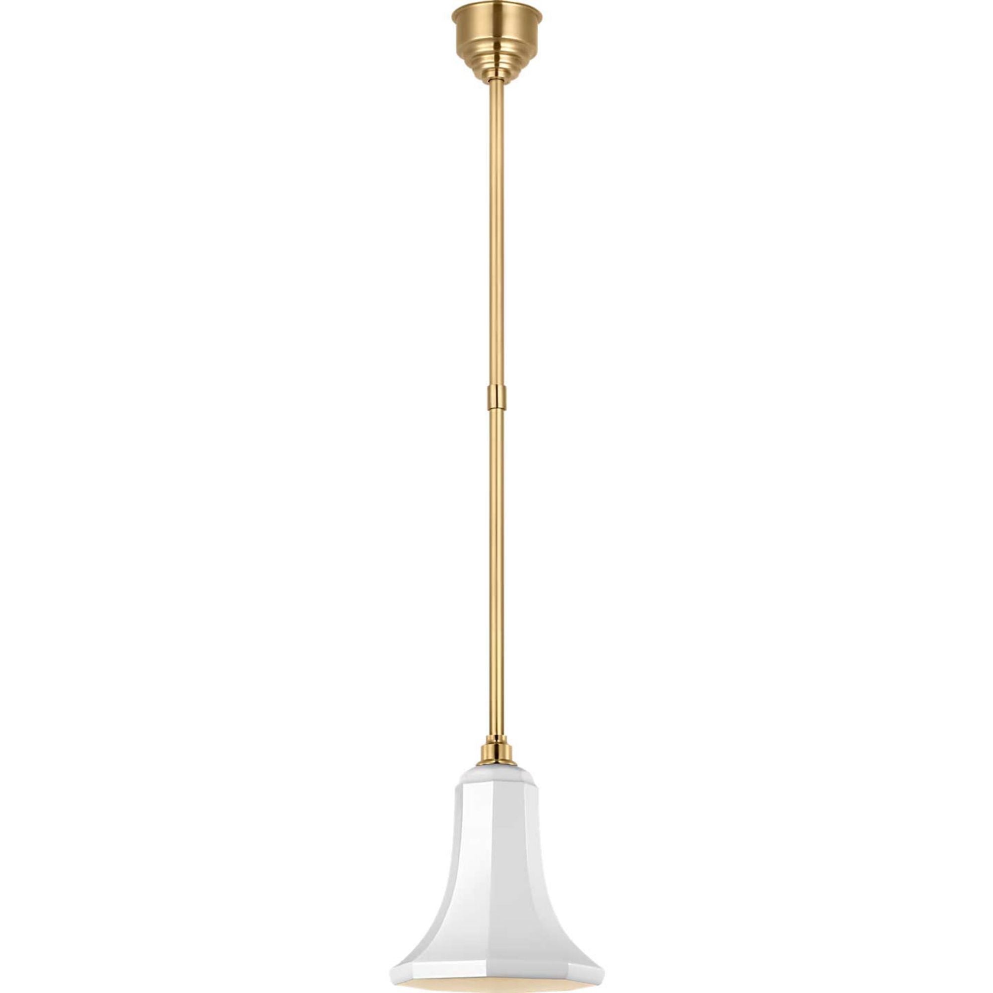 Thomas O'Brien Academy Pendant in Hand-Rubbed Antique Brass with 9.25" White Savannah Shade W9.25"