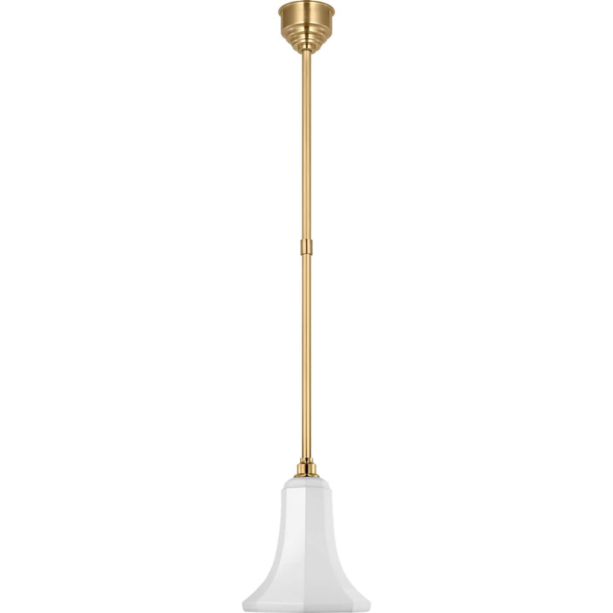 Thomas O'Brien Academy Pendant in Hand-Rubbed Antique Brass with 9.25" White Savannah Shade W9.25"