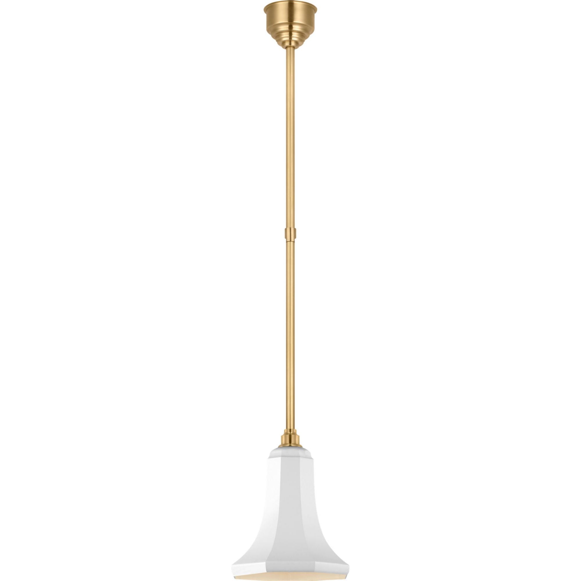 Thomas O'Brien Academy Pendant in Hand-Rubbed Antique Brass with 9.25" White Savannah Shade W9.25"