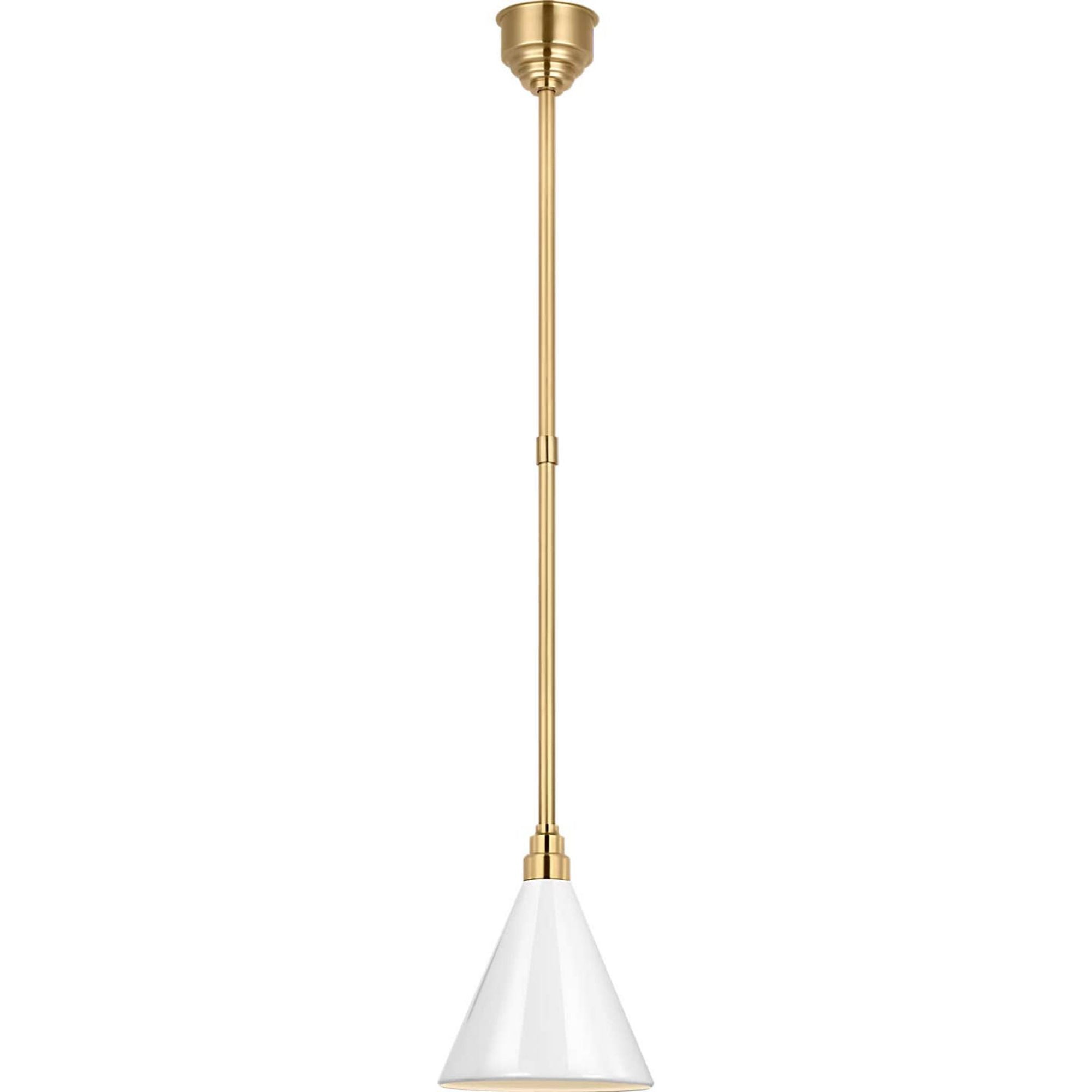 Thomas O'Brien Academy 9" Conical Savannah Pendant in Hand-Rubbed Antique Brass with 9" White Conical Savannah Shade W9"