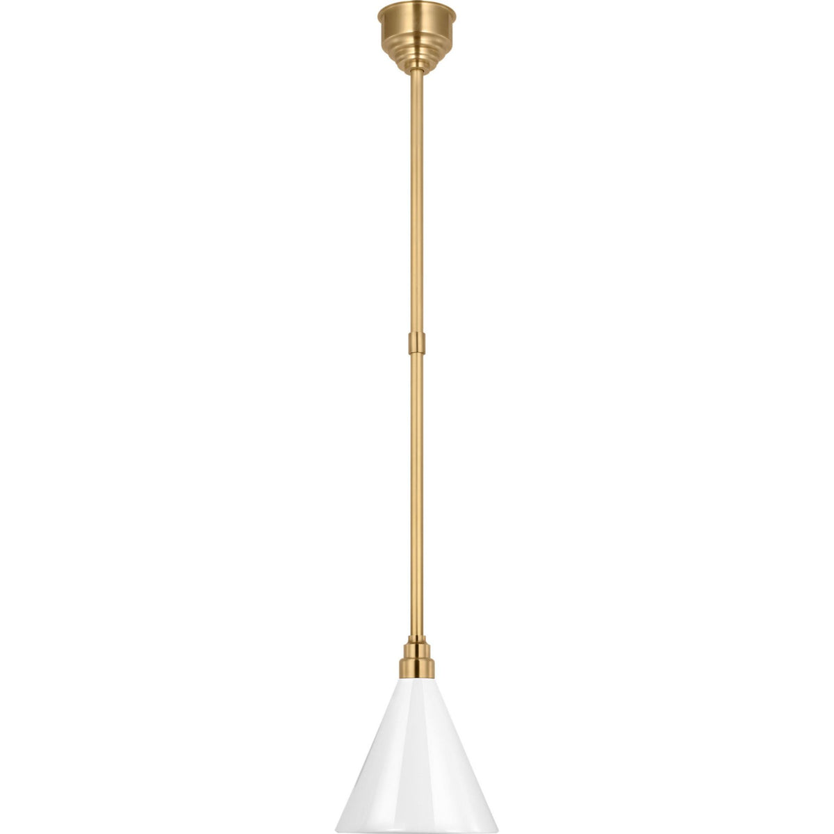 Thomas O'Brien Academy 9" Conical Savannah Pendant in Hand-Rubbed Antique Brass with 9" White Conical Savannah Shade W9"