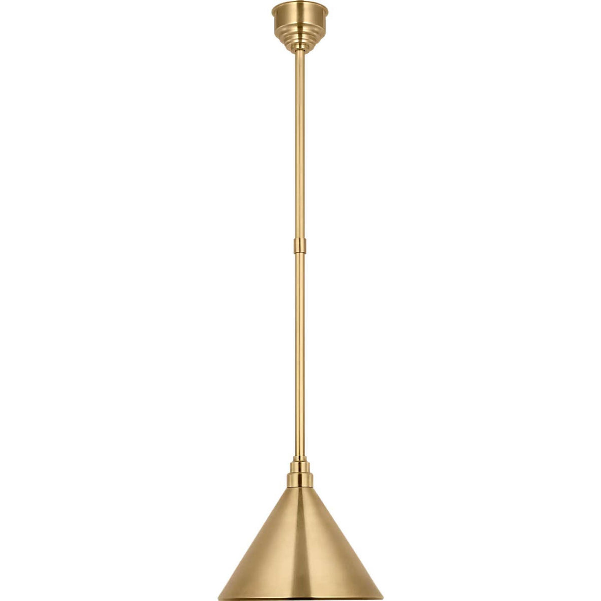 Thomas O'Brien Academy Pendant in Hand-Rubbed Antique Brass with 12.5" Conical Savannah Shade W12.5"