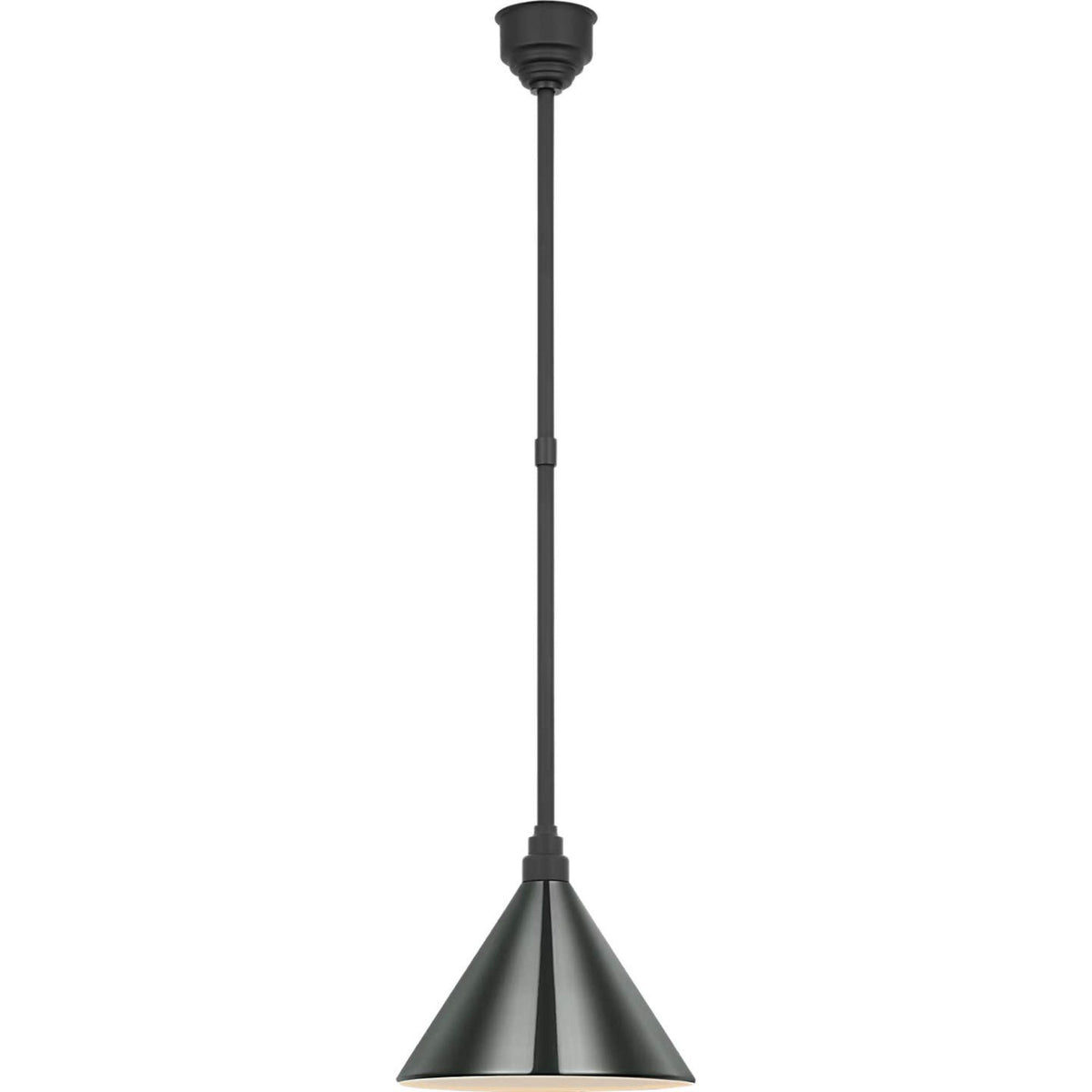 Thomas O'Brien Academy Pendant in Matte Black with 12.5" Green Conical Savannah Shade W12.5"