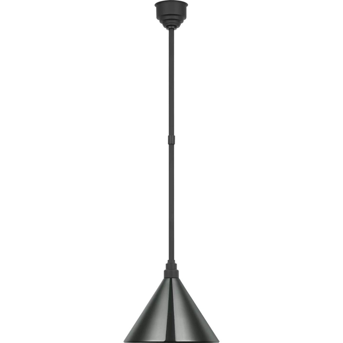 Thomas O'Brien Academy Pendant in Matte Black with 12.5" Green Conical Savannah Shade W12.5"
