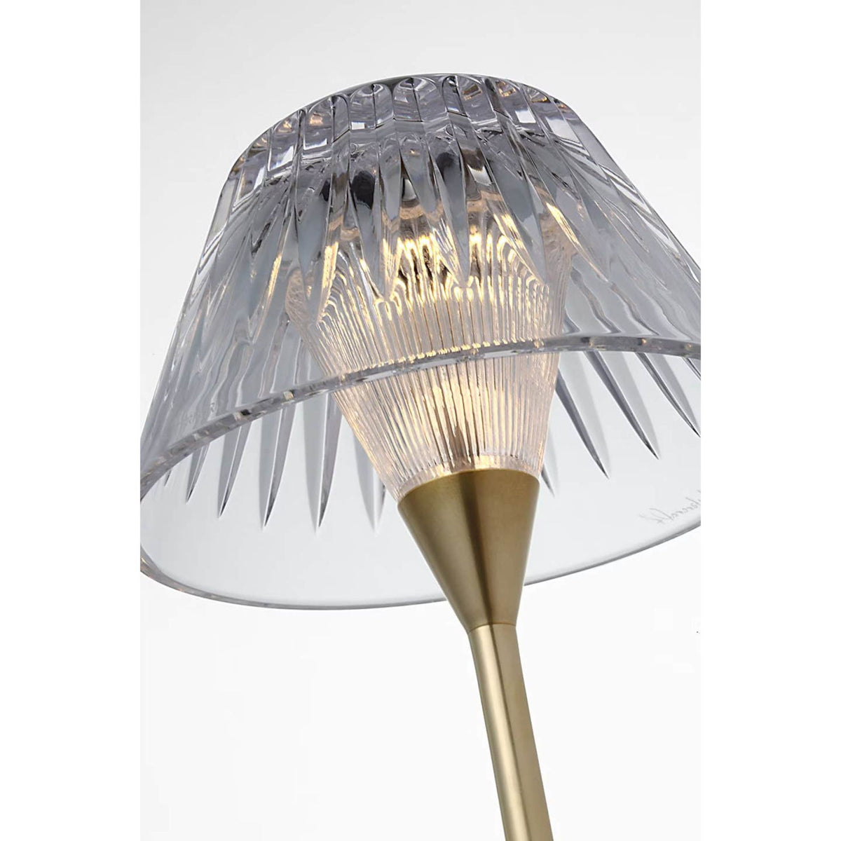 Waterford Blaze 12" Rechargeable Table Lamp in Natural Brass with Clear Crystal W5.75" x H11.75"