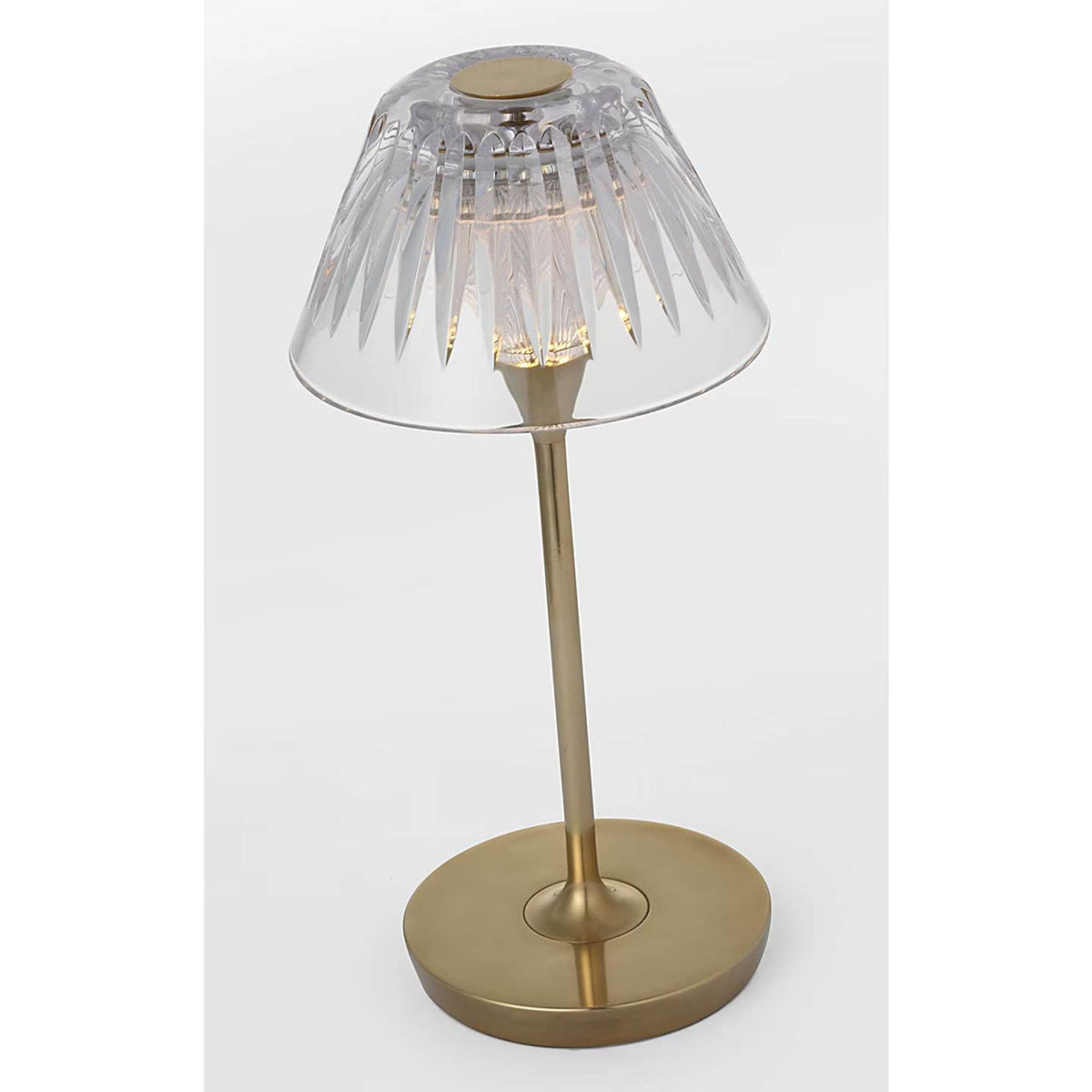 Waterford Blaze 12" Rechargeable Table Lamp in Natural Brass with Clear Crystal W5.75" x H11.75"