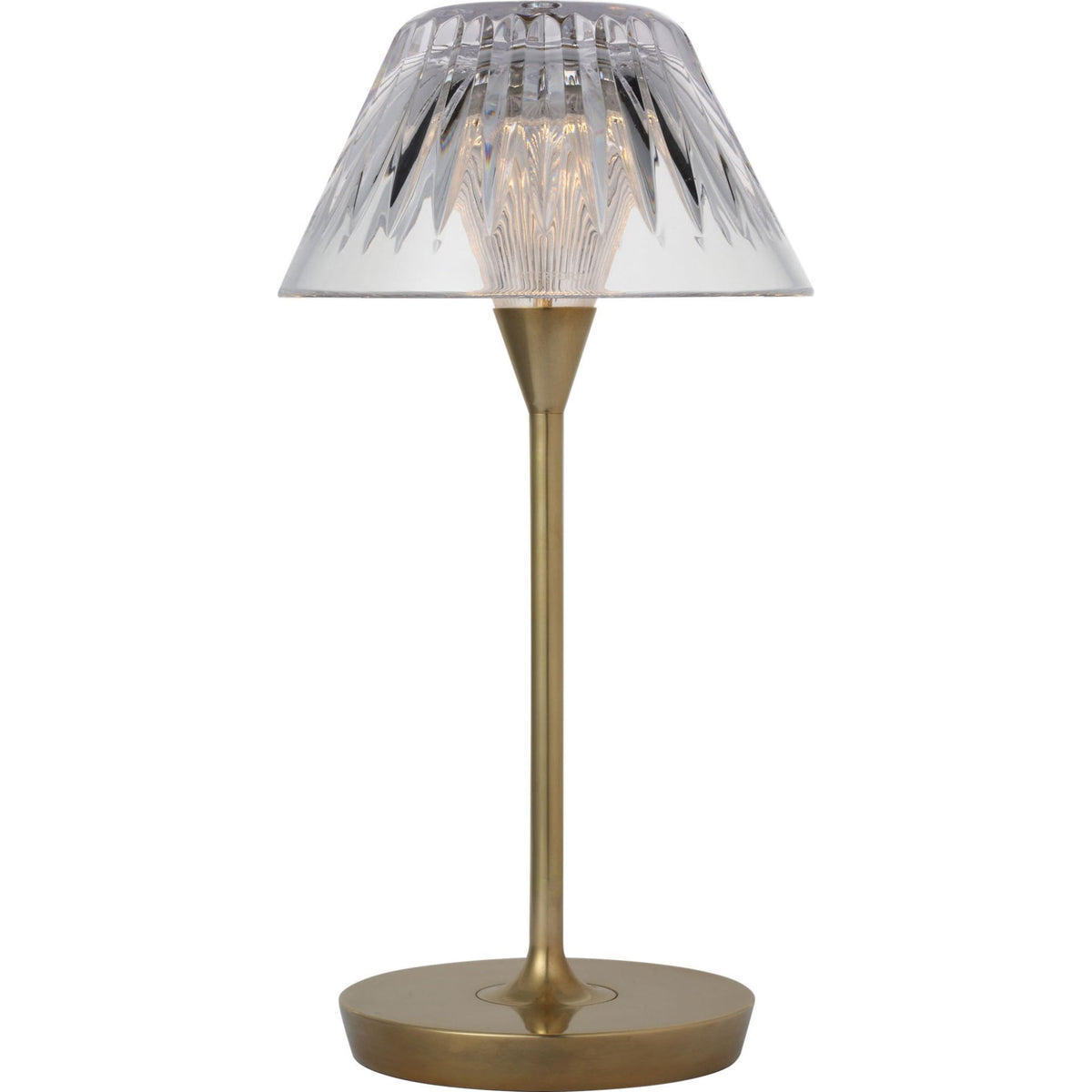 Waterford Blaze 12" Rechargeable Table Lamp in Natural Brass with Clear Crystal W5.75" x H11.75"