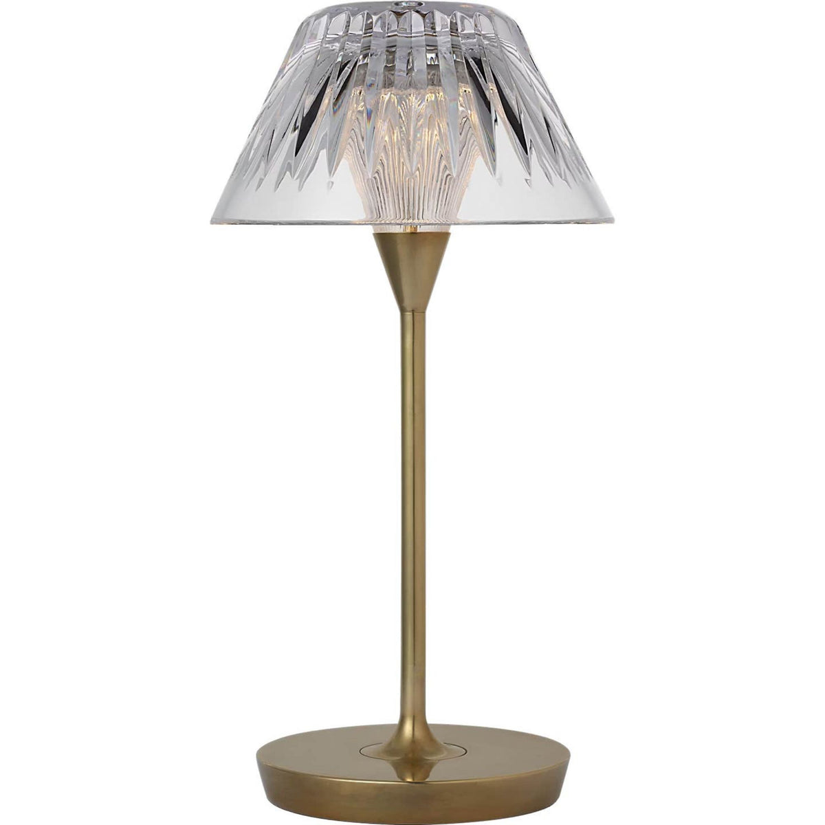 Waterford Blaze 12" Rechargeable Table Lamp in Natural Brass with Clear Crystal W5.75" x H11.75"