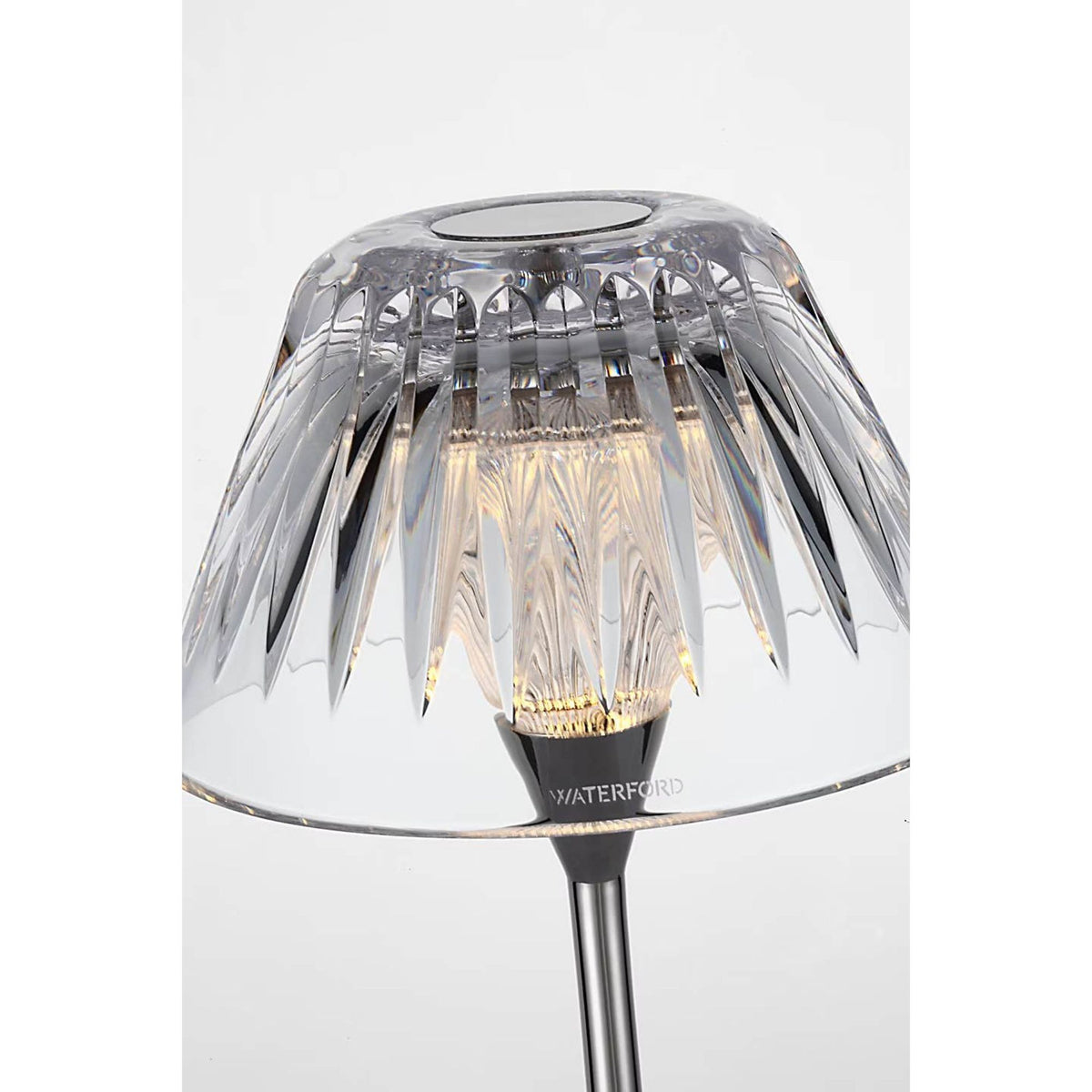 Waterford Blaze 12" Rechargeable Table Lamp in Polished Nickel with Clear Crystal W5.75" x H11.75"