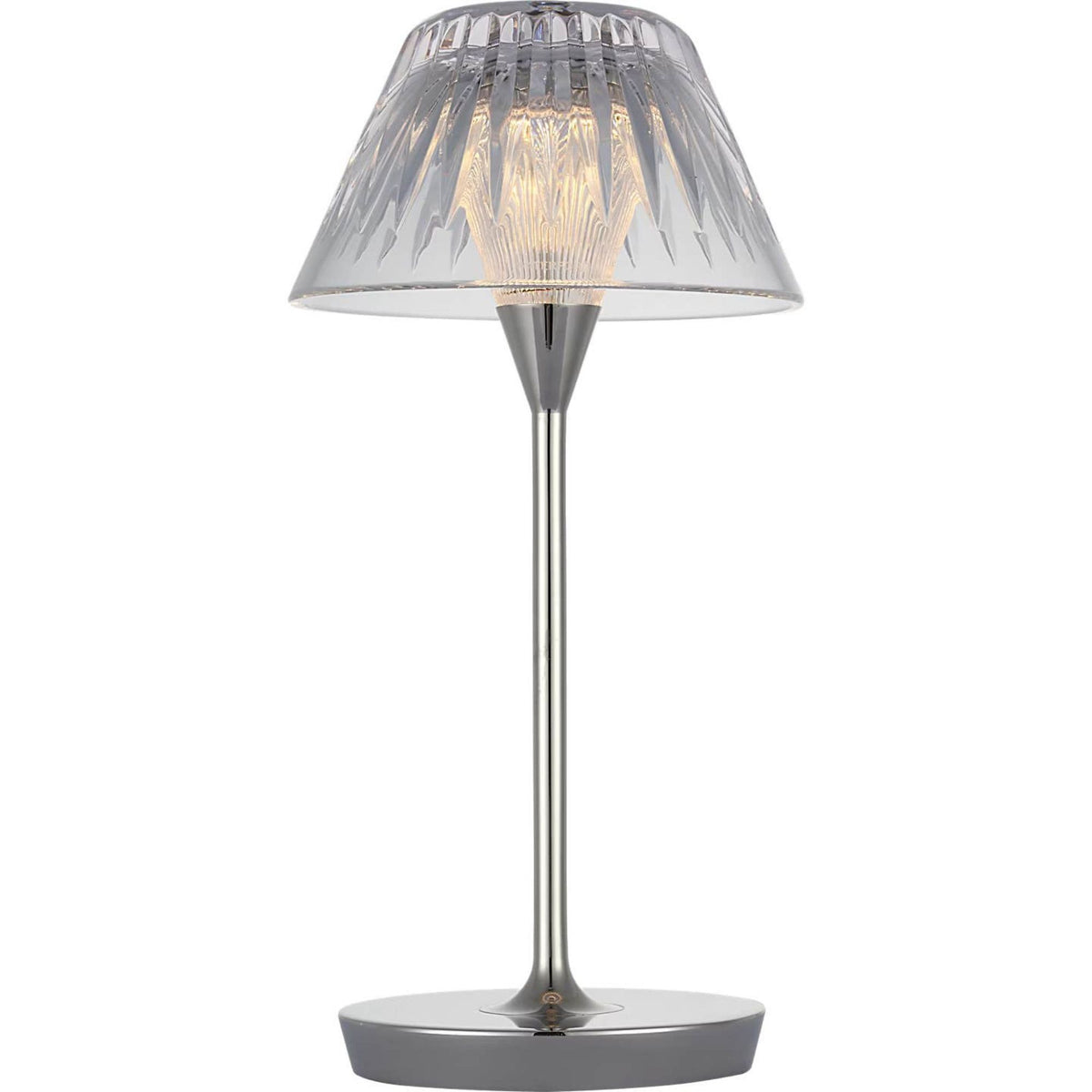 Waterford Blaze 12" Rechargeable Table Lamp in Polished Nickel with Clear Crystal W5.75" x H11.75"