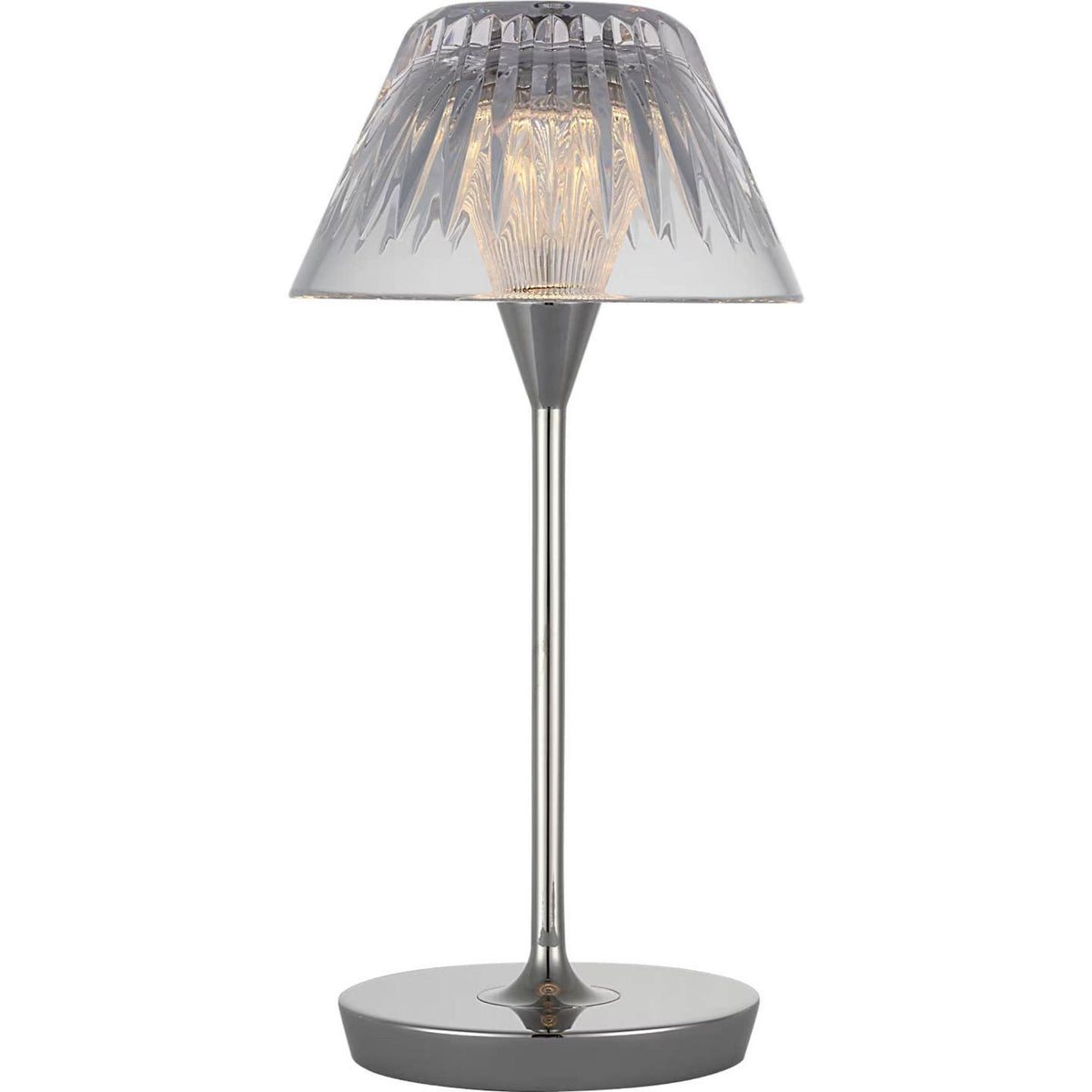 Waterford Blaze 12" Rechargeable Table Lamp in Polished Nickel with Clear Crystal W5.75" x H11.75"