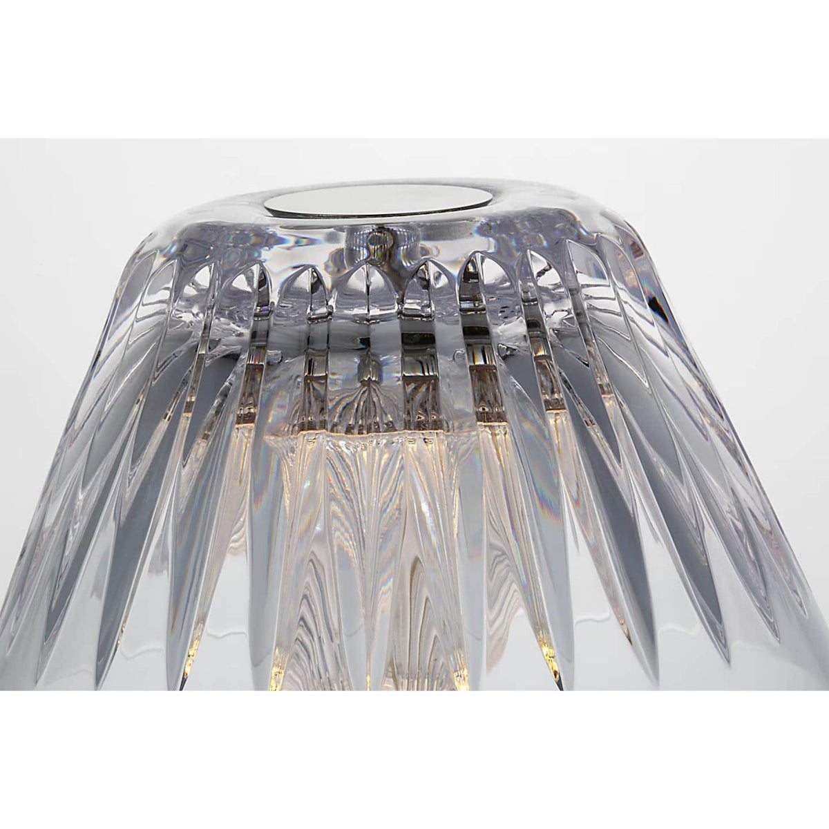 Waterford Blaze 16" Rechargeable Table Lamp in Polished Nickel with Clear Crystal W5.75" x H16.25"
