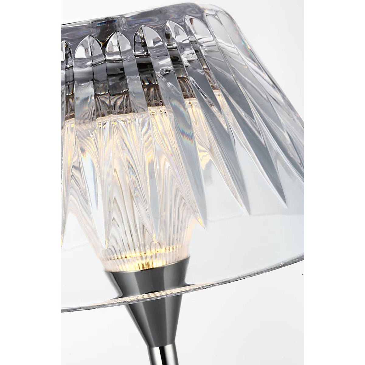 Waterford Blaze 16" Rechargeable Table Lamp in Polished Nickel with Clear Crystal W5.75" x H16.25"