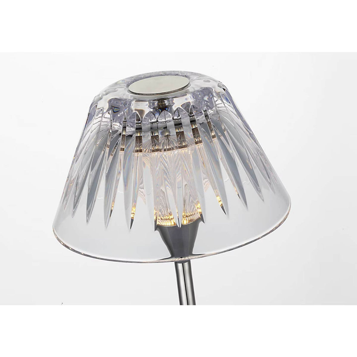 Waterford Blaze 16" Rechargeable Table Lamp in Polished Nickel with Clear Crystal W5.75" x H16.25"