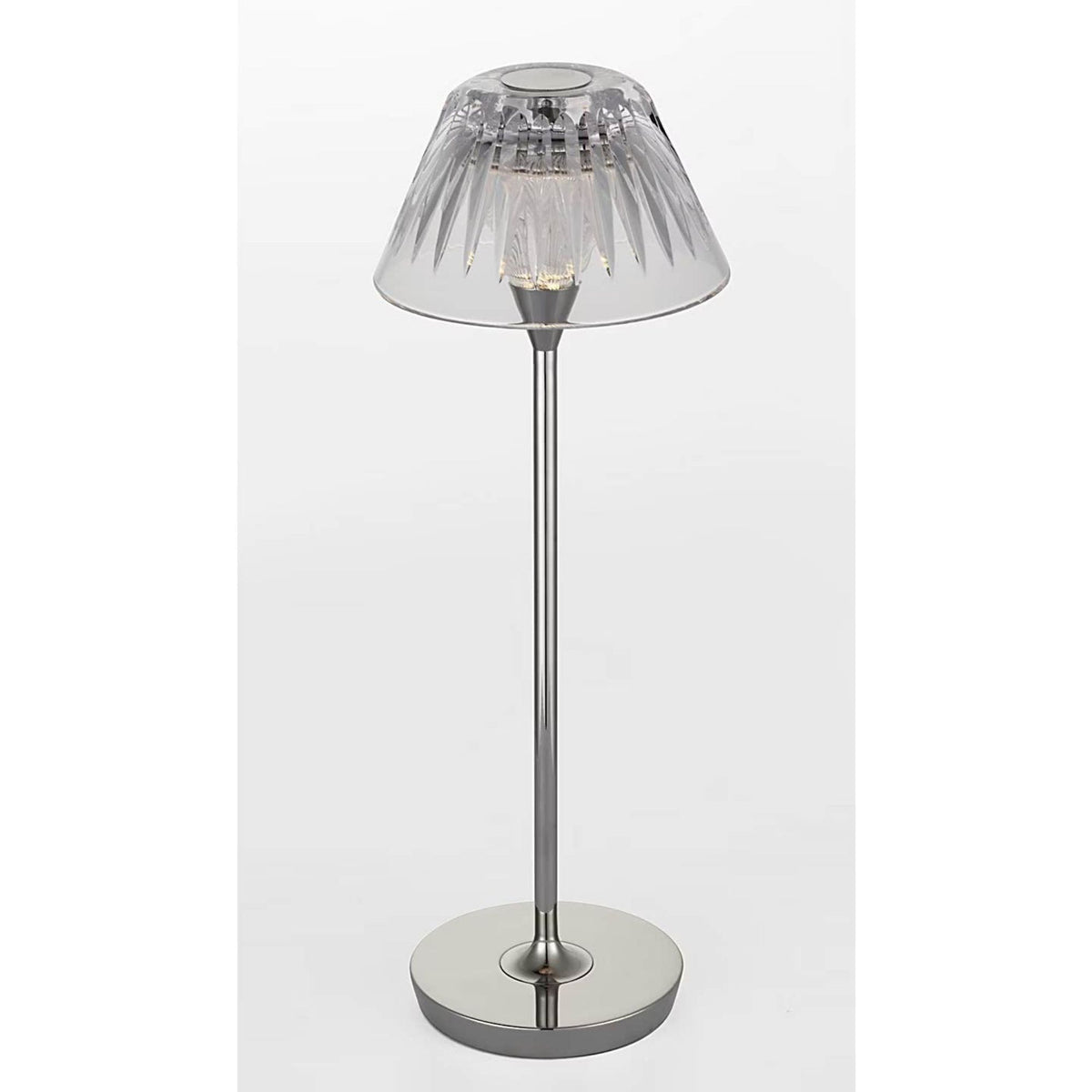 Waterford Blaze 16" Rechargeable Table Lamp in Polished Nickel with Clear Crystal W5.75" x H16.25"