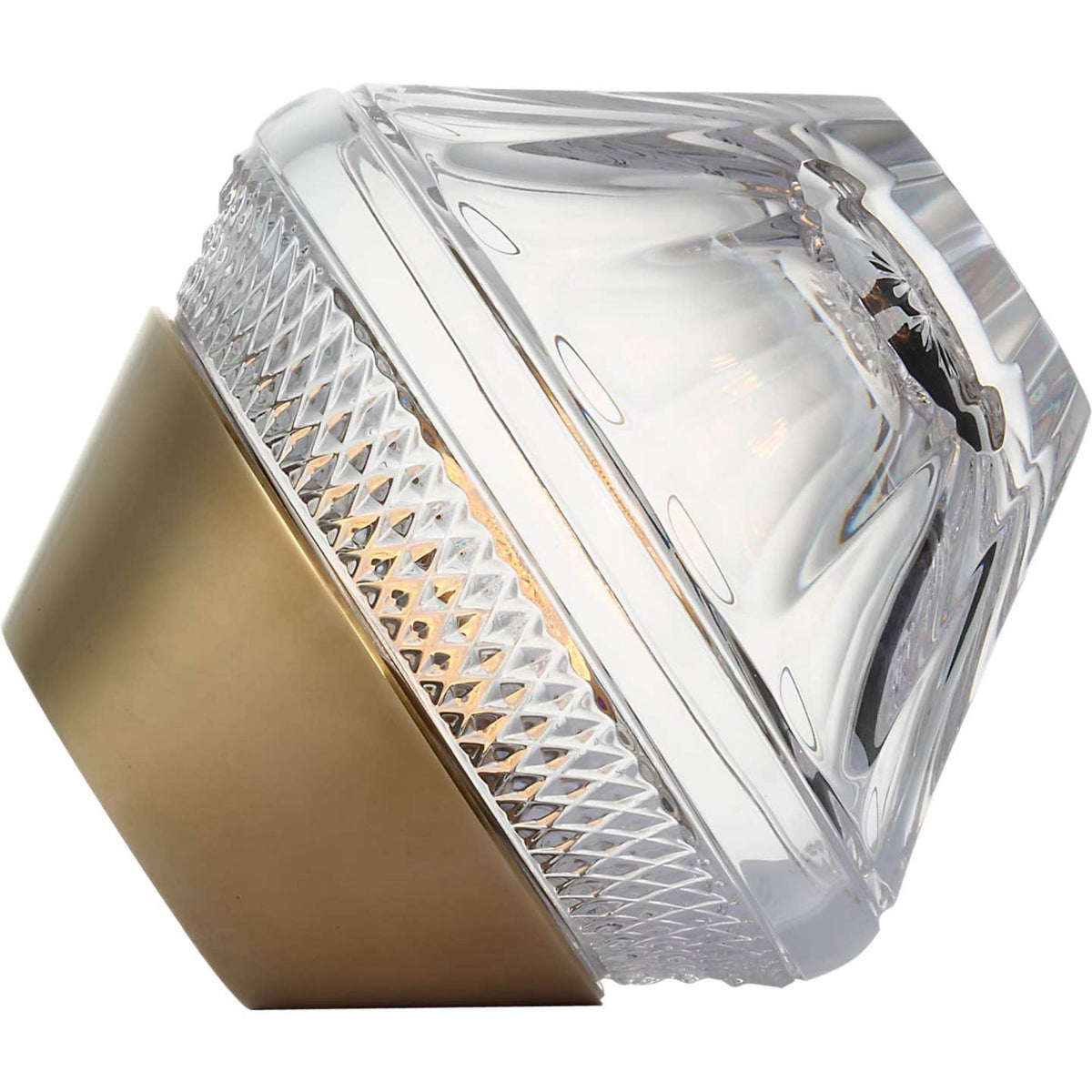 Waterford Copper Coast 5" Rechargeable Accent Lamp in Natural Brass with Clear Crystal W5" x H5"