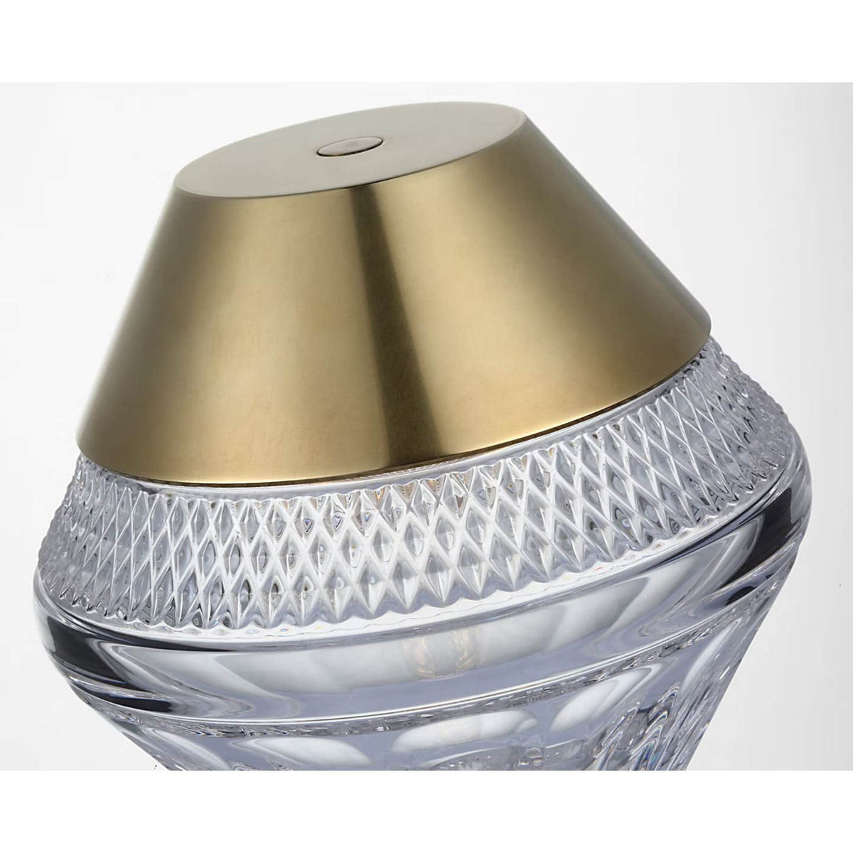 Waterford Copper Coast 5" Rechargeable Accent Lamp in Natural Brass with Clear Crystal W5" x H5"
