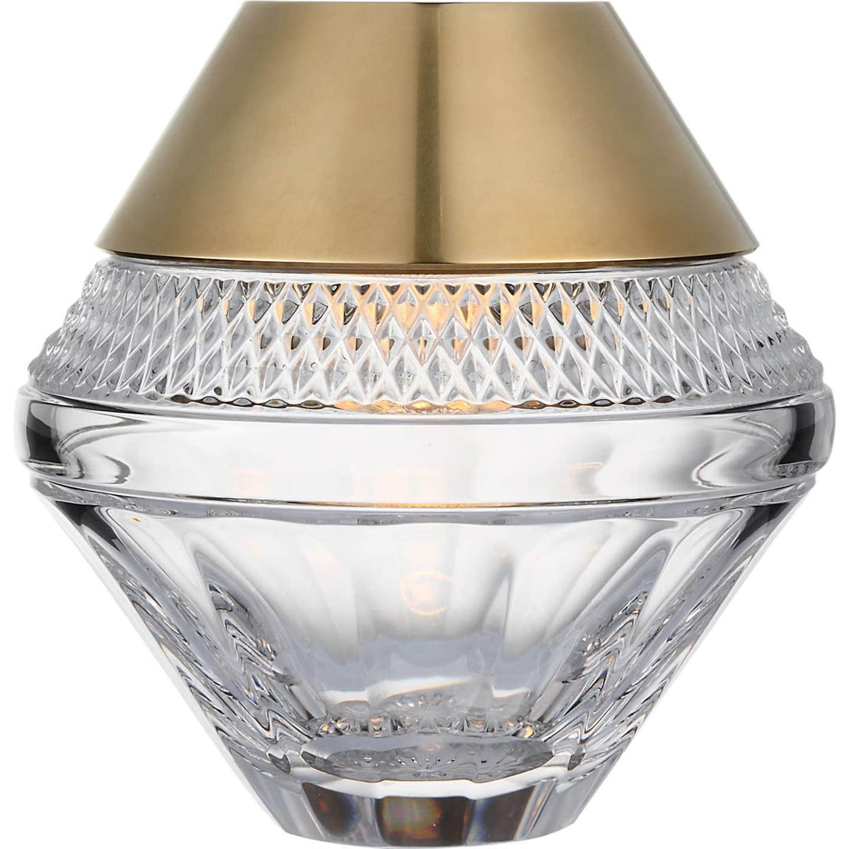 Waterford Copper Coast 5" Rechargeable Accent Lamp in Natural Brass with Clear Crystal W5" x H5"