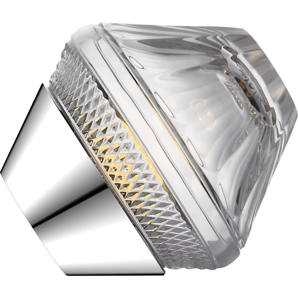 Waterford Copper Coast 5" Rechargeable Accent Lamp in Polished Nickel with Clear Crystal W5" x H5"