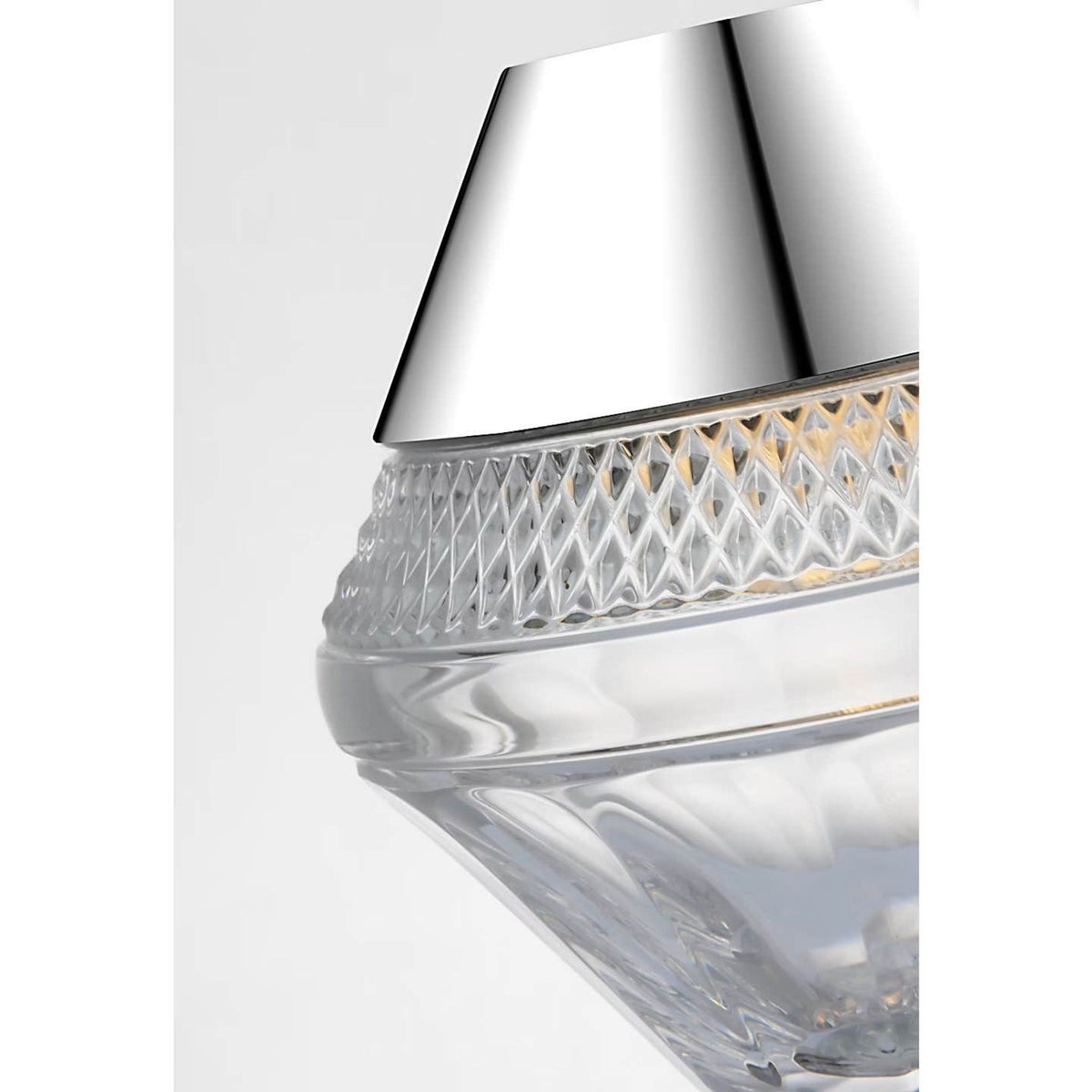 Waterford Copper Coast 5" Rechargeable Accent Lamp in Polished Nickel with Clear Crystal W5" x H5"