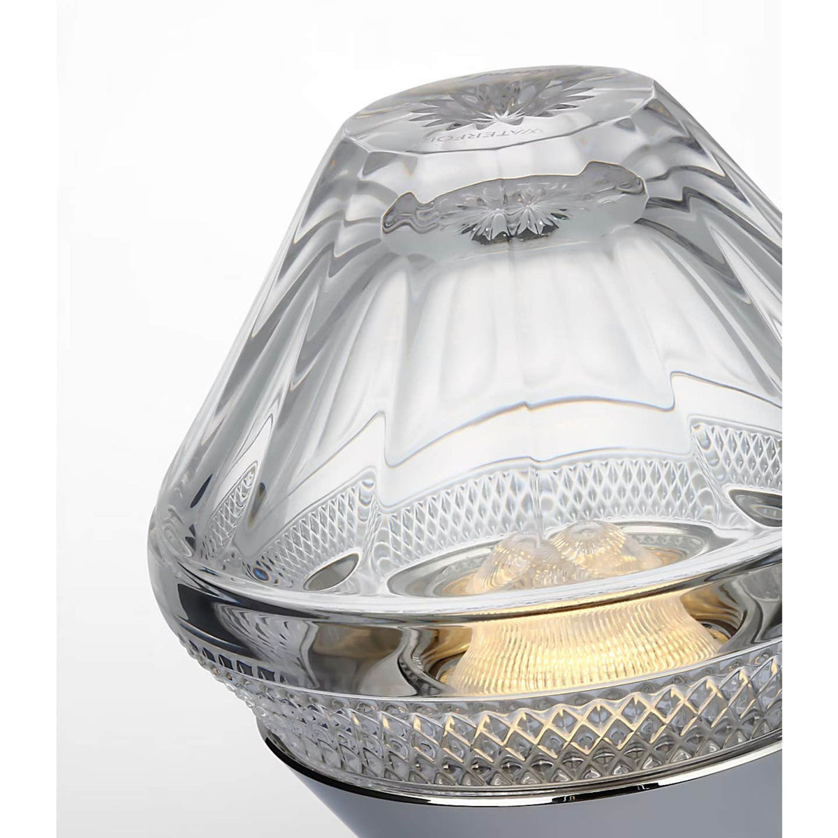 Waterford Copper Coast 5" Rechargeable Accent Lamp in Polished Nickel with Clear Crystal W5" x H5"
