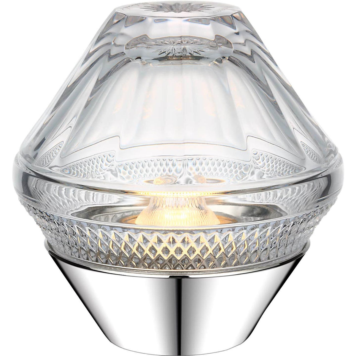 Waterford Copper Coast 5" Rechargeable Accent Lamp in Polished Nickel with Clear Crystal W5" x H5"