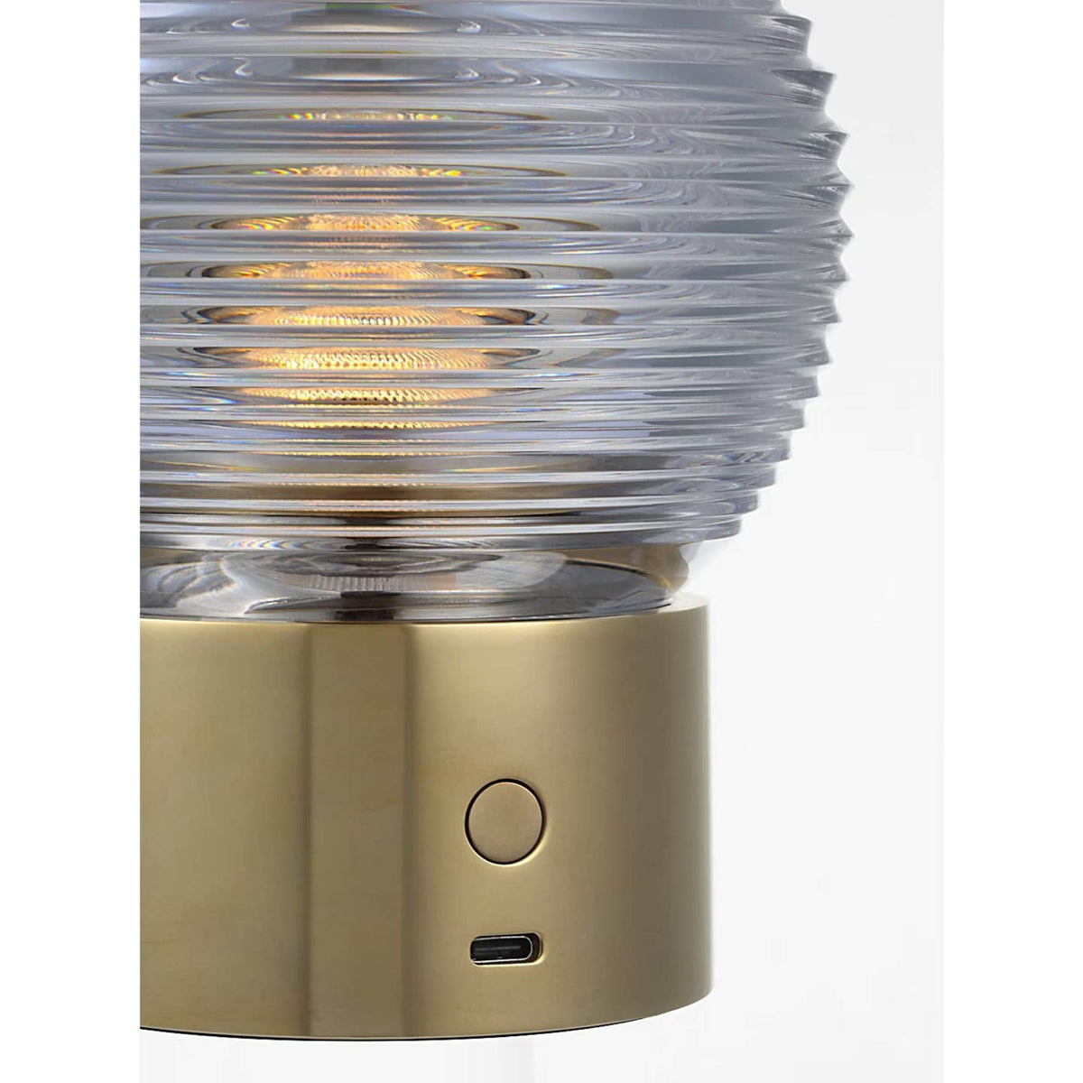 Waterford Circon 7" Rechargeable Accent Lamp in Natural Brass with Clear Crystal W5" x H6.5"