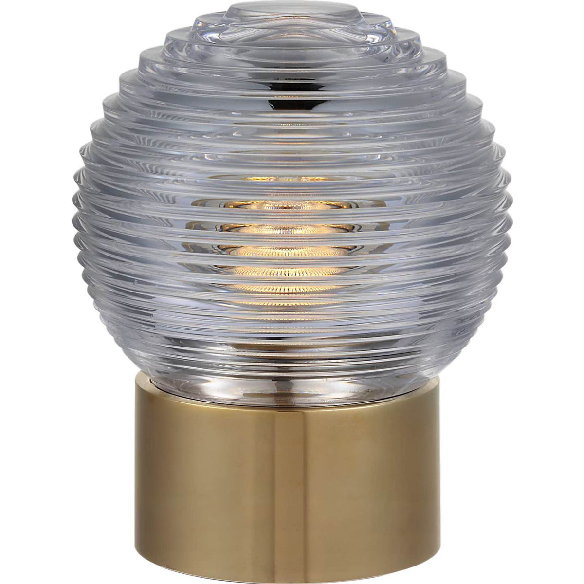 Waterford Circon 7" Rechargeable Accent Lamp in Natural Brass with Clear Crystal W5" x H6.5"