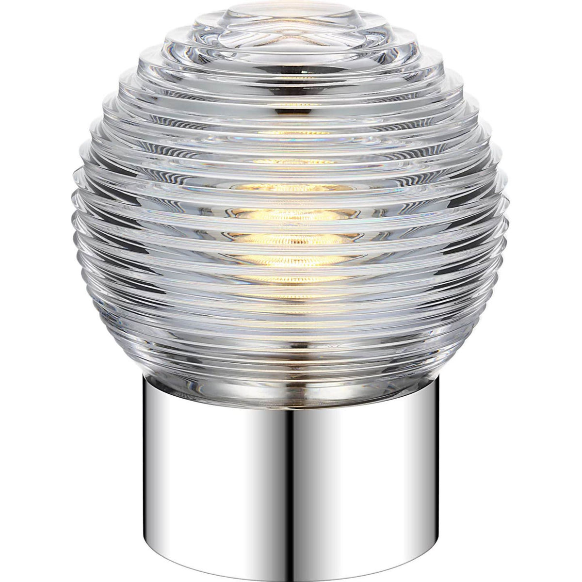 Waterford Circon 7" Rechargeable Accent Lamp in Polished Nickel with Clear Crystal W5" x H6.5"