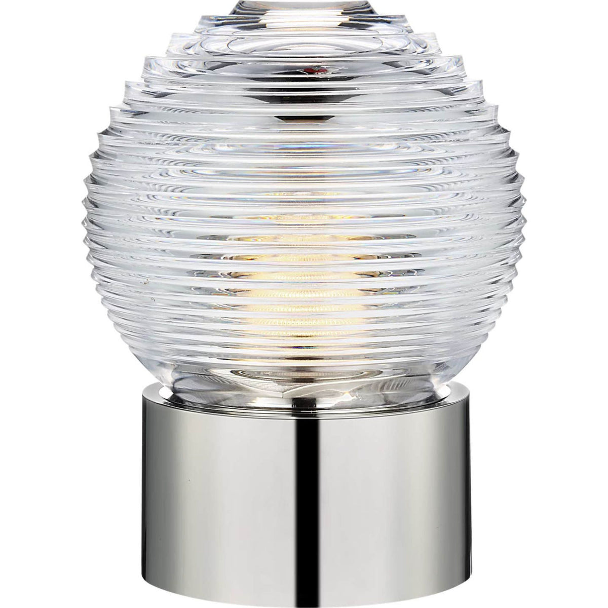 Waterford Circon 7" Rechargeable Accent Lamp in Polished Nickel with Clear Crystal W5" x H6.5"