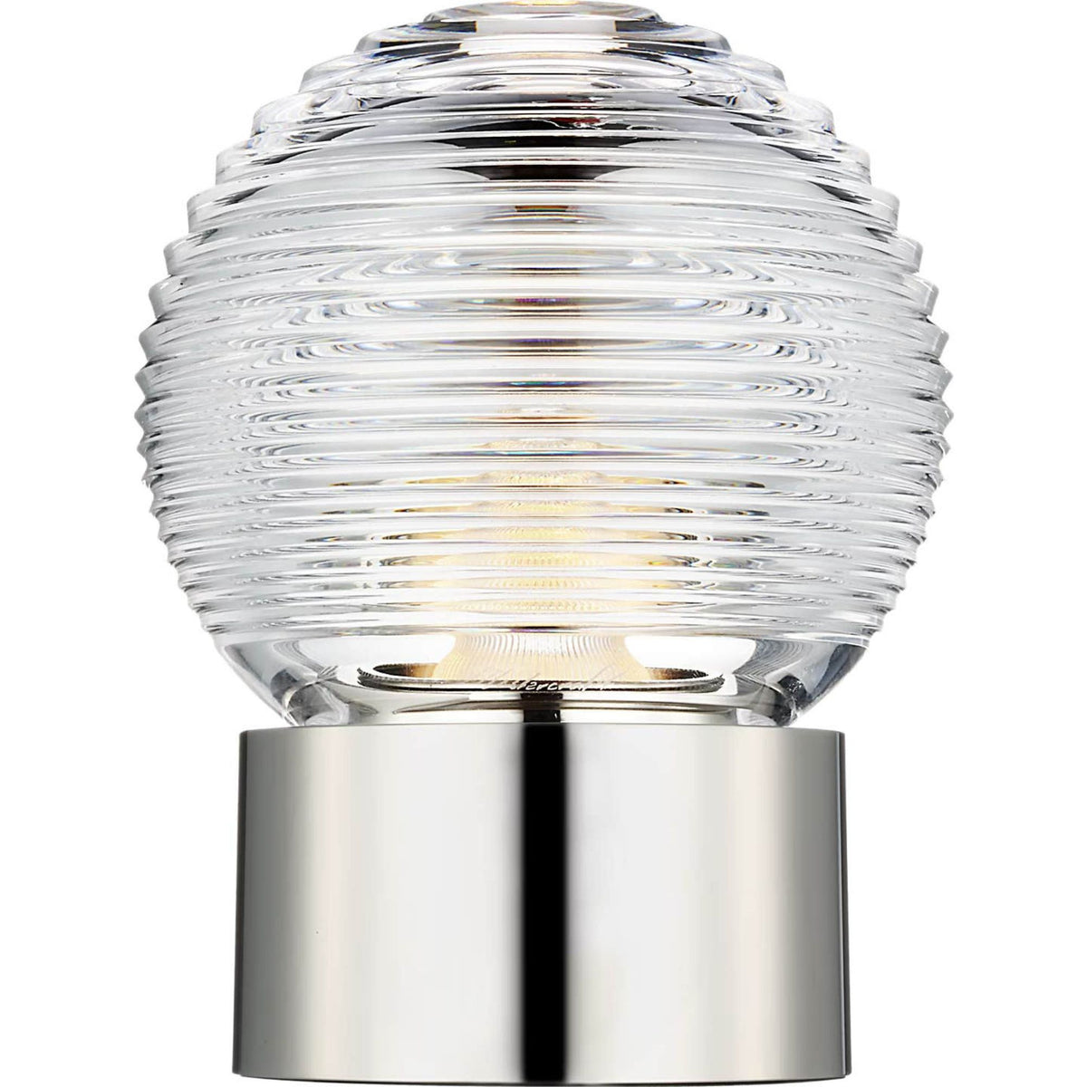 Waterford Circon 7" Rechargeable Accent Lamp in Polished Nickel with Clear Crystal W5" x H6.5"