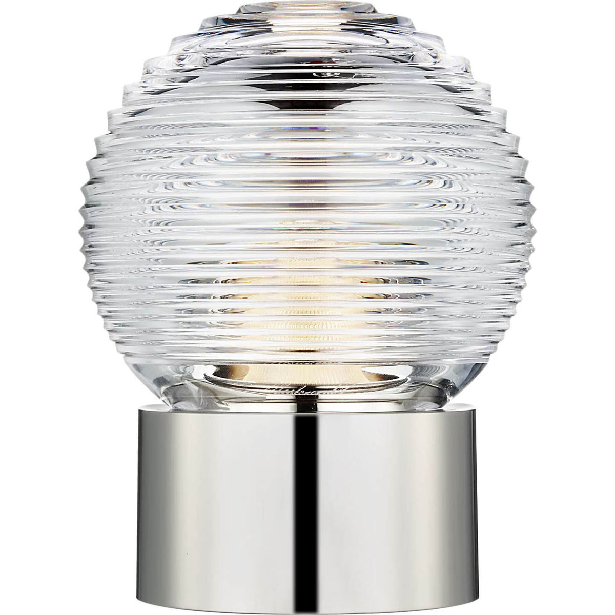 Waterford Circon 7" Rechargeable Accent Lamp in Polished Nickel with Clear Crystal W5" x H6.5"