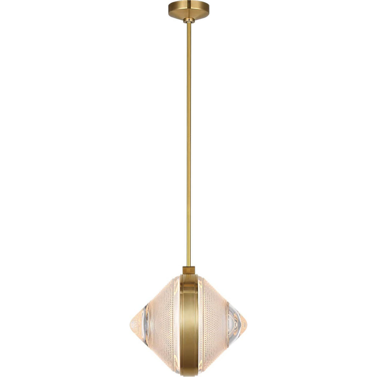 Waterford Copper Coast 15" Pendant in Natural Brass with Karo Cut Clear Crystal W15"
