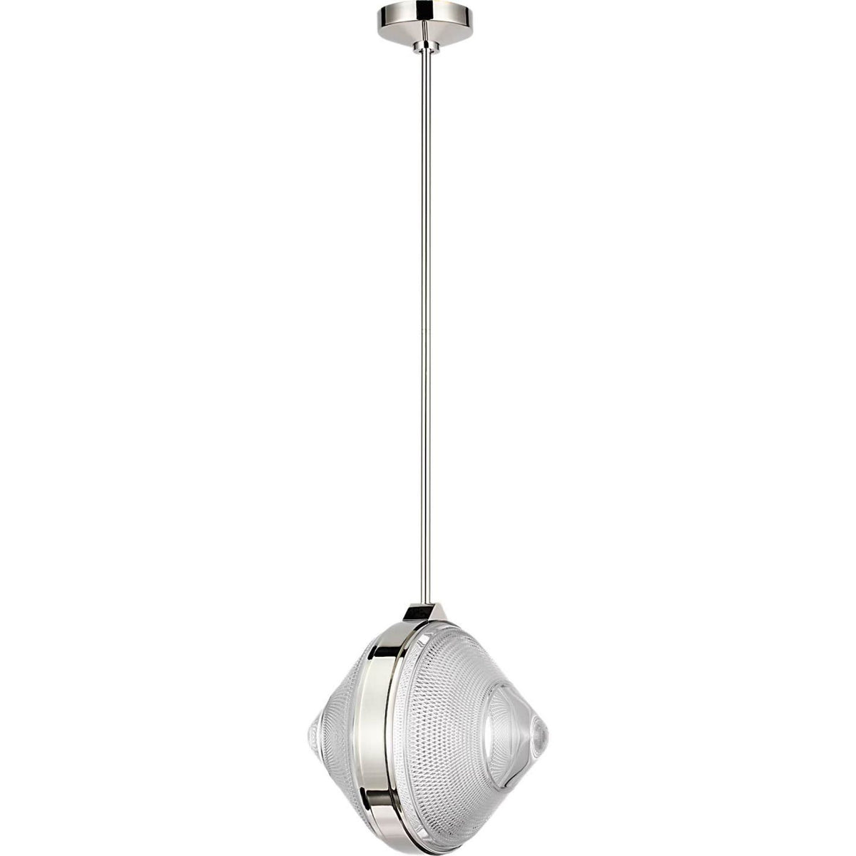 Waterford Copper Coast 15" Pendant in Polished Nickel with Karo Cut Clear Crystal W15"