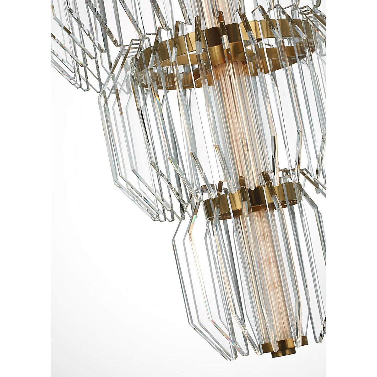Waterford Killarney 19" Layered Entry Chandelier in Natural Brass with Clear Crystal W19"
