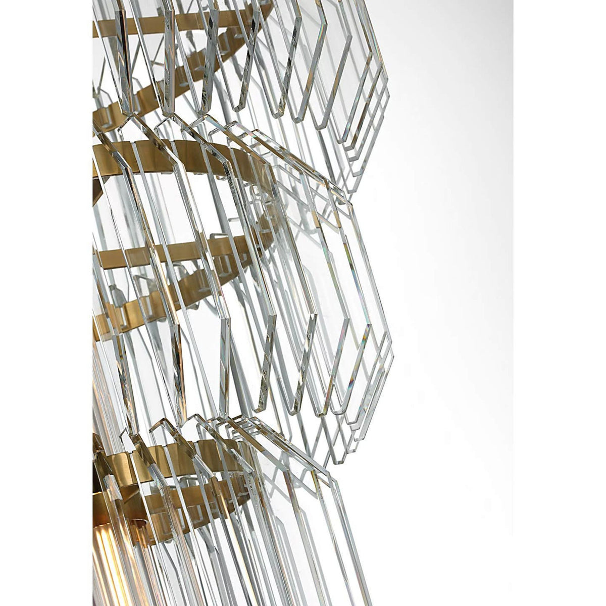Waterford Killarney 19" Layered Entry Chandelier in Natural Brass with Clear Crystal W19"