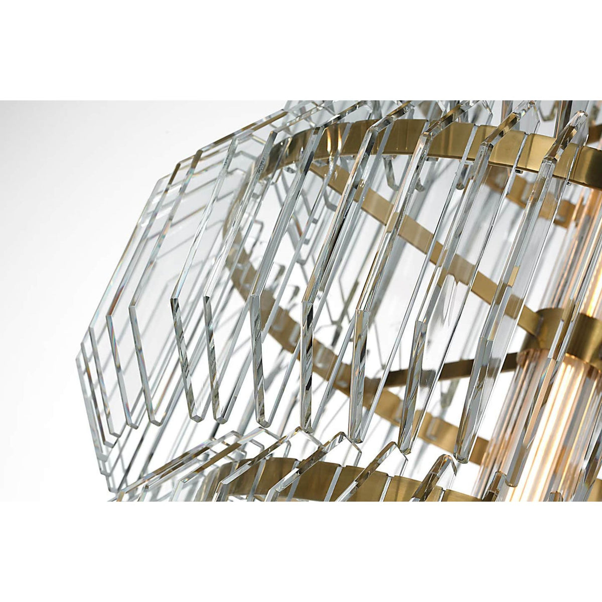 Waterford Killarney 19" Layered Entry Chandelier in Natural Brass with Clear Crystal W19"