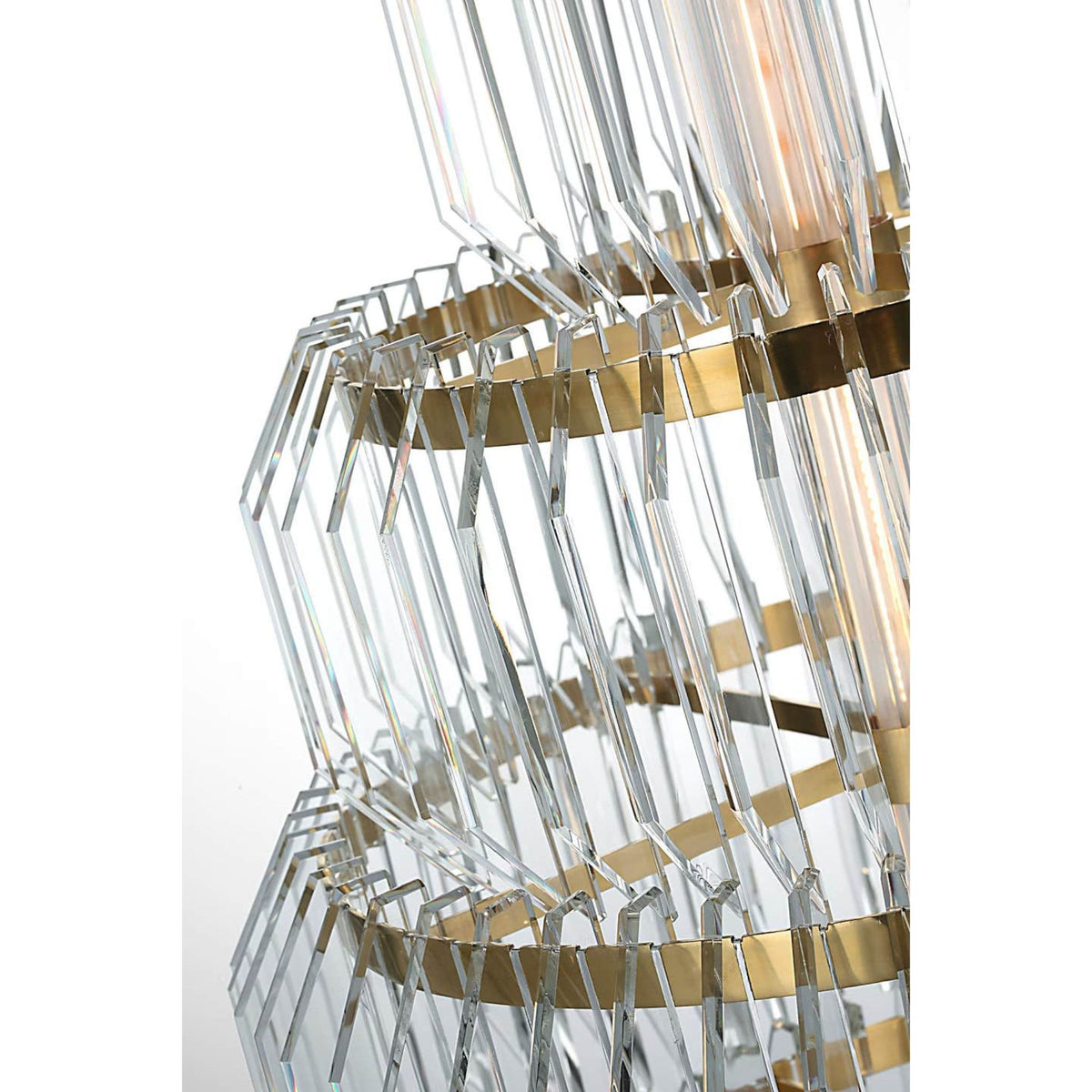 Waterford Killarney 19" Layered Entry Chandelier in Natural Brass with Clear Crystal W19"