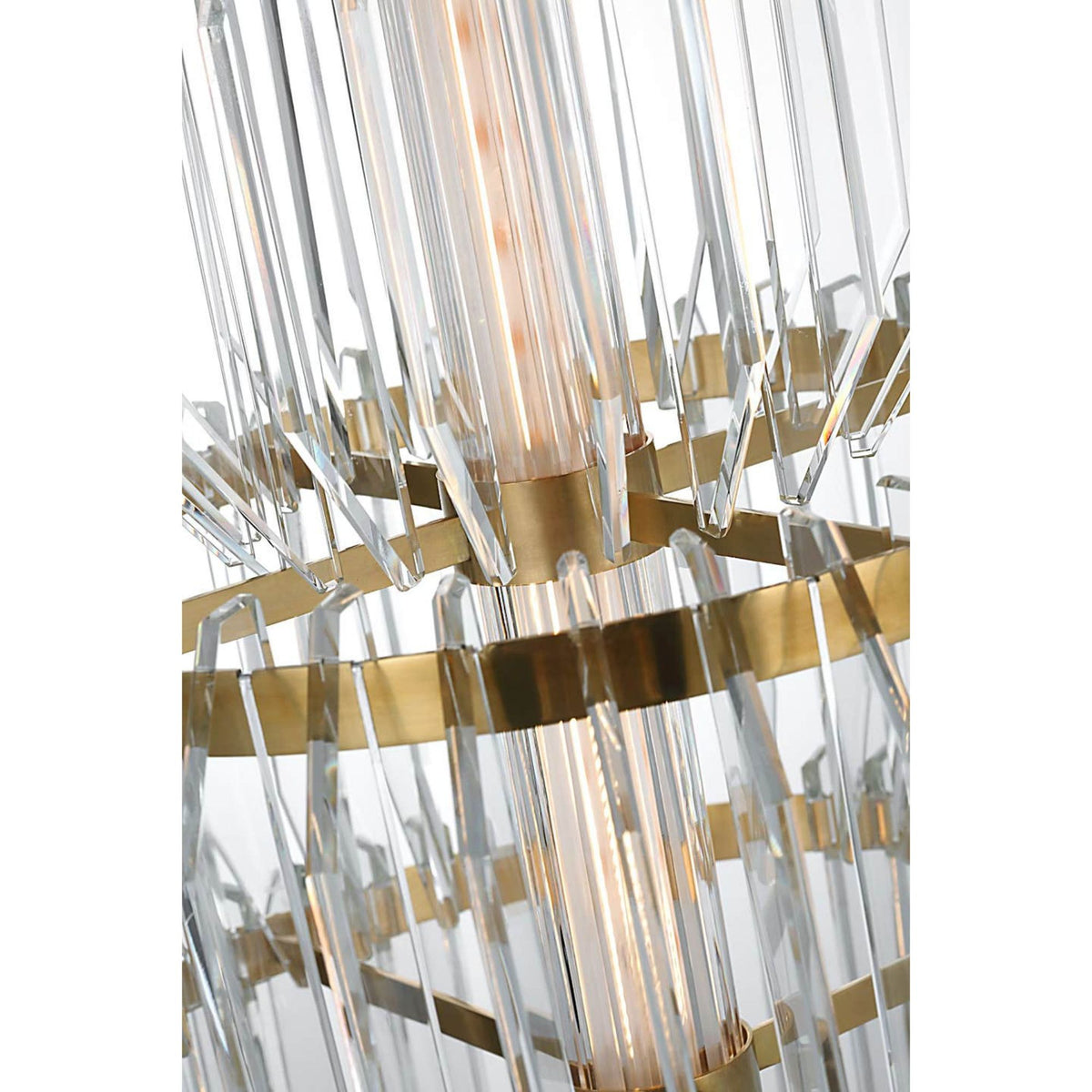 Waterford Killarney 19" Layered Entry Chandelier in Natural Brass with Clear Crystal W19"