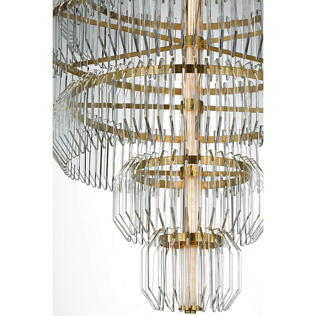 Waterford Killarney 32" Layered Chandelier in Natural Brass with Clear Crystal W32"