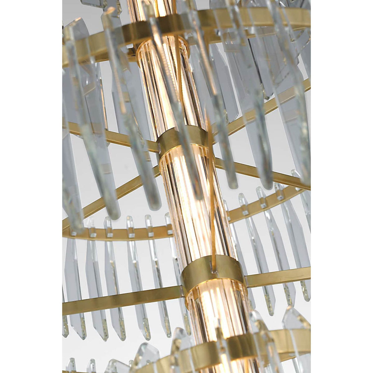 Waterford Killarney 32" Layered Chandelier in Natural Brass with Clear Crystal W32"