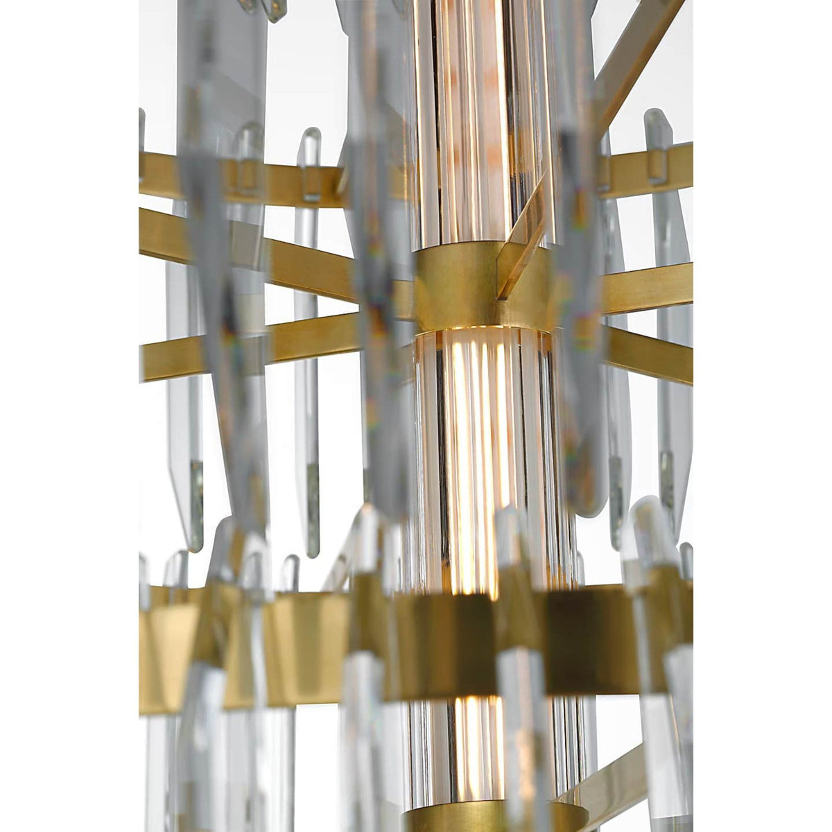 Waterford Killarney 32" Layered Chandelier in Natural Brass with Clear Crystal W32"