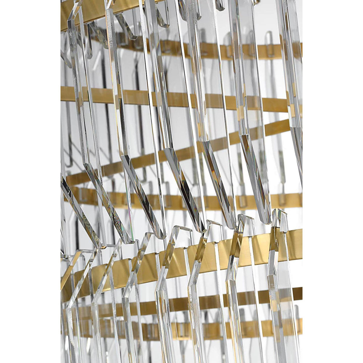 Waterford Killarney 32" Layered Chandelier in Natural Brass with Clear Crystal W32"