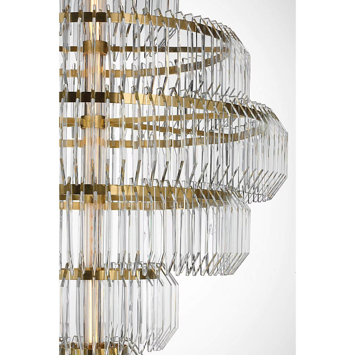 Waterford Killarney 32" Layered Chandelier in Natural Brass with Clear Crystal W32"
