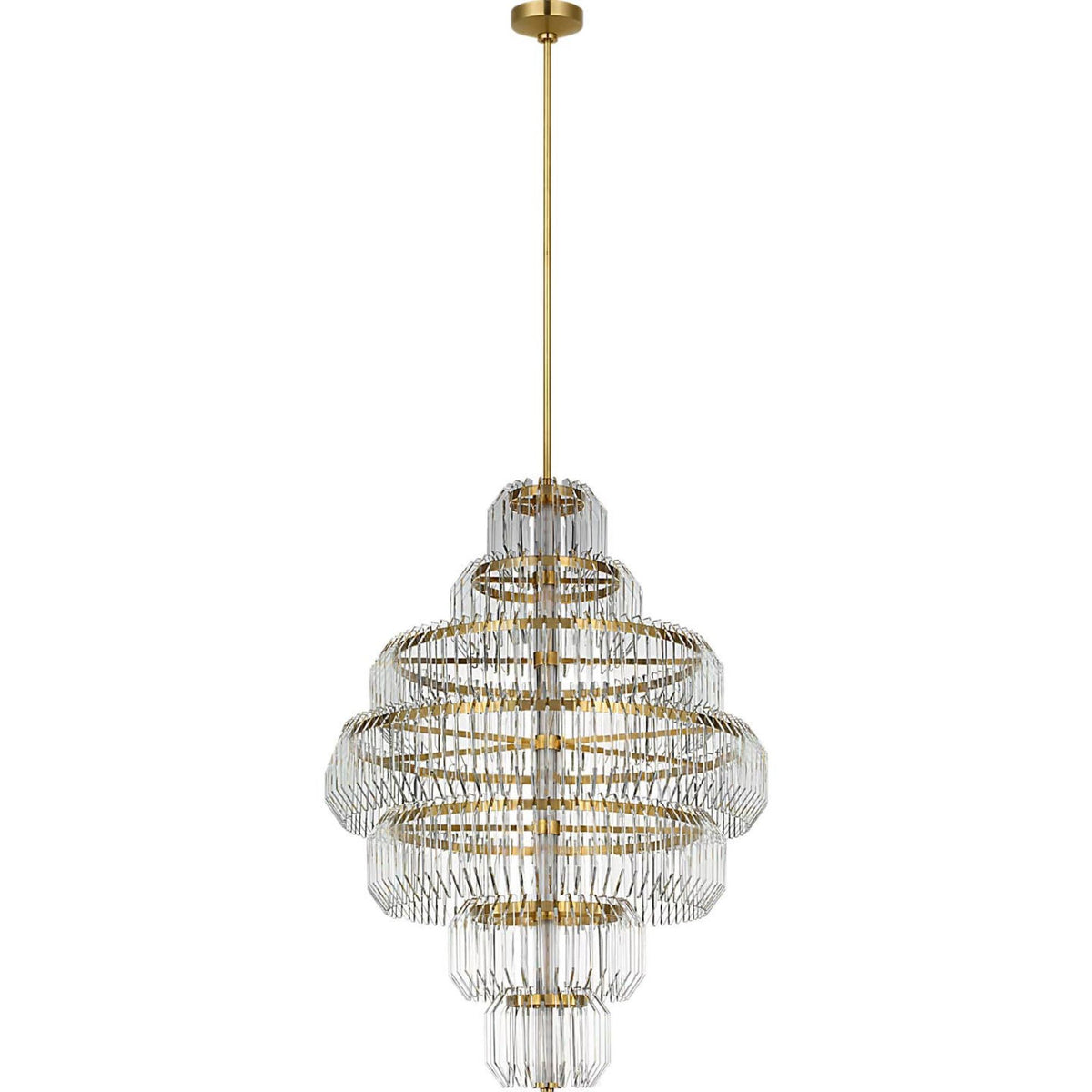 Waterford Killarney 32" Layered Chandelier in Natural Brass with Clear Crystal W32"