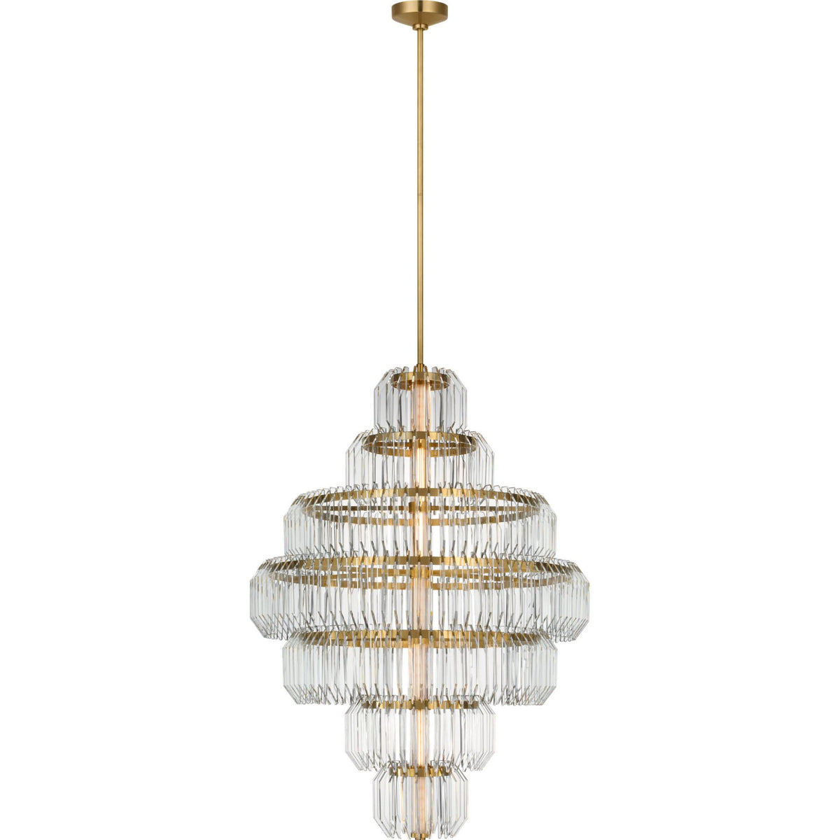 Waterford Killarney 32" Layered Chandelier in Natural Brass with Clear Crystal W32"