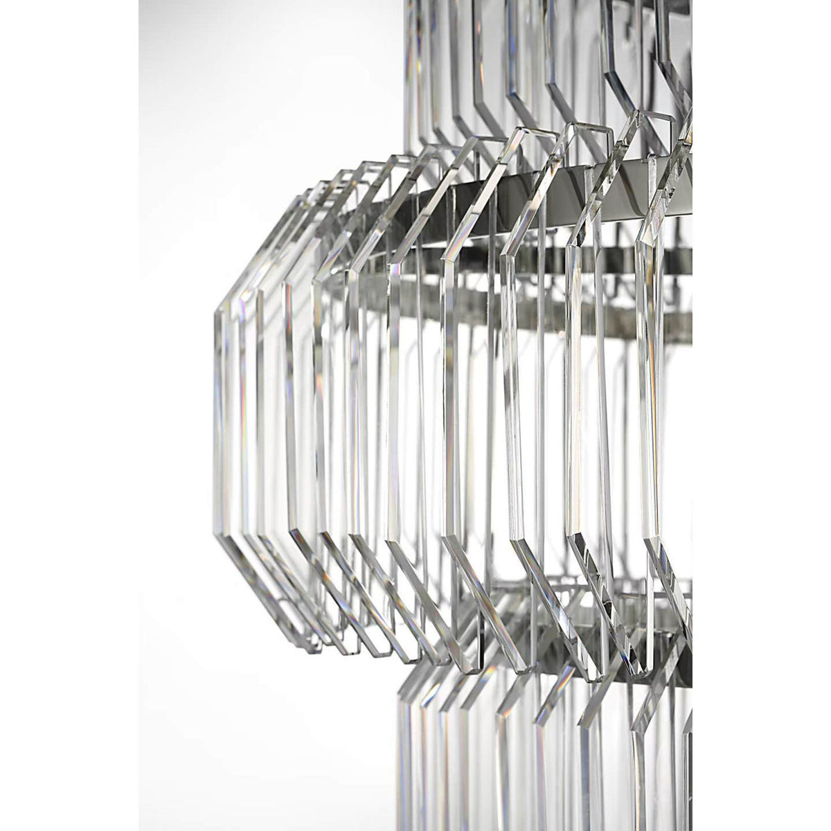 Waterford Killarney 32" Layered Drum Chandelier in Polished Nickel with Clear Crystal W32"