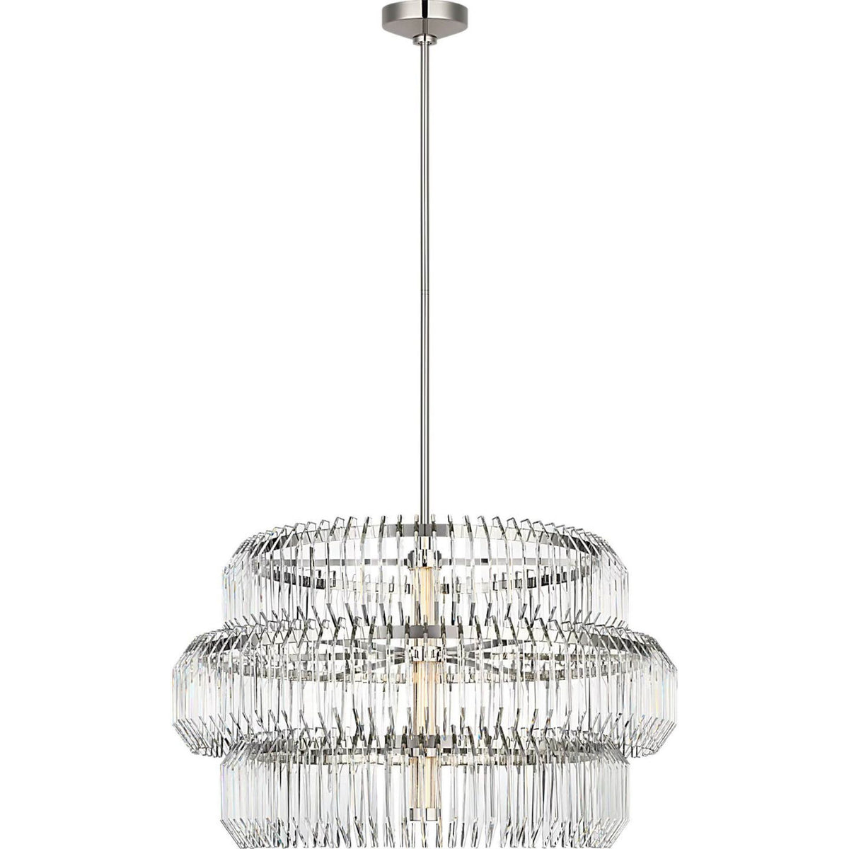 Waterford Killarney 32" Layered Drum Chandelier in Polished Nickel with Clear Crystal W32"