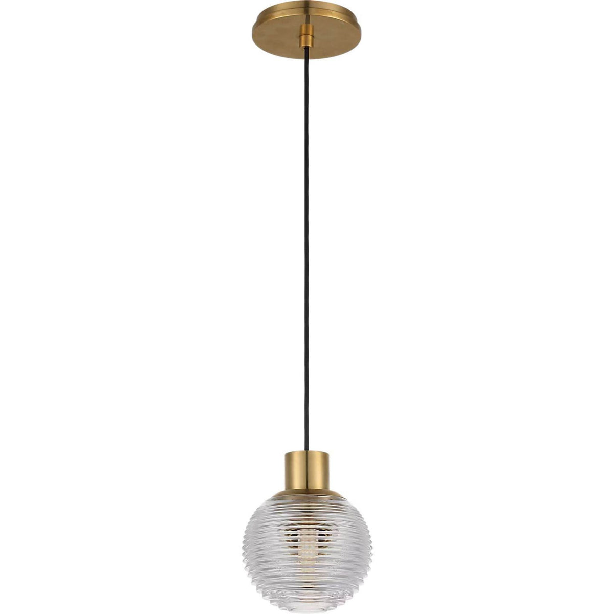 Waterford Circon 5" Mini Pendant in Natural Brass with Clear Crystal W5"