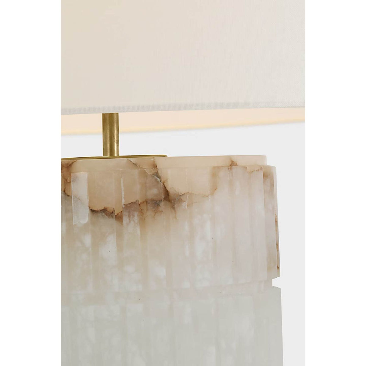 Windsor Smith Kapittel Medium Table Lamp in Alabaster with Linen Shade W16" x H18.25"